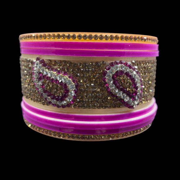 8 Piece Rhinestone Indian Bangle Set Coquette Y2K Festival Bridal Glam Stack - Picture 2 of 5